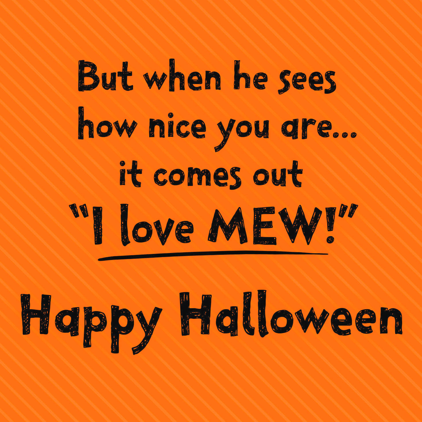 Boo! I Get pleasure from Mew! Mummy Cat Halloween Card image regarding Printable Halloween Card identified as Boo! I Get pleasure from Mew! Mummy Cat Halloween Card